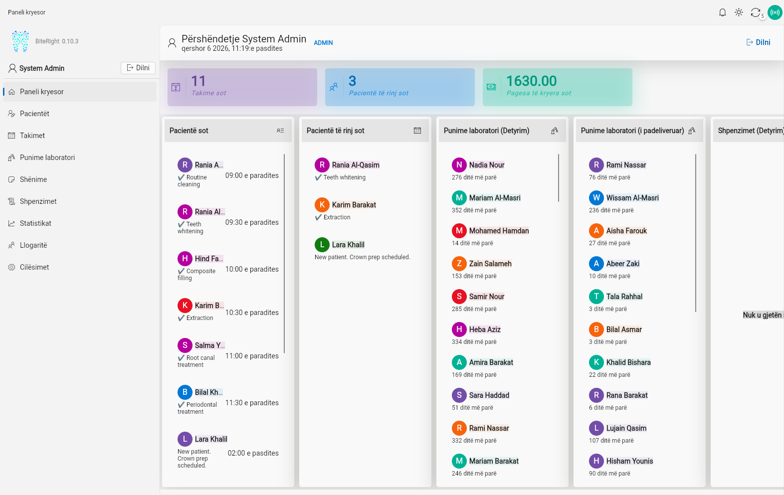 BiteRight dashboard